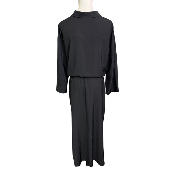 Nic + Zoe Black Button Front Shirt Dress Size 14 Tie Waist EUC - Picture 4 of 8